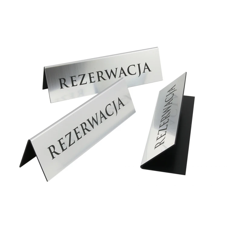 Rezerwacja - stojaki na stoliki 195x55mm SILVER - REZ004