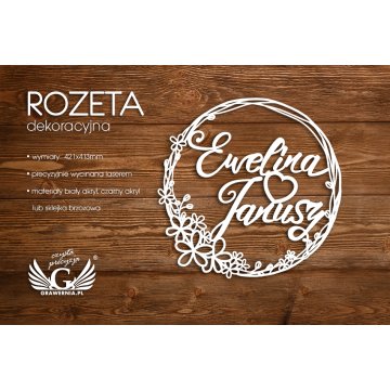 Rozeta dekoracyjna - imiona Państwa Młodych - ROZ005