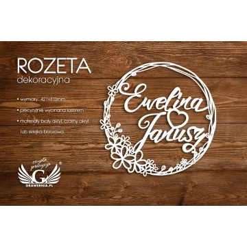 Rozeta dekoracyjna - imiona Państwa Młodych - ROZ005