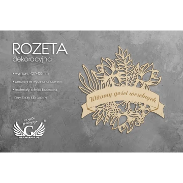 Rozeta dekoracyjna - witamy gości weselnych  - ROZ006