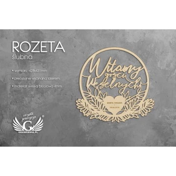 Rozeta dekoracyjna - witamy gości weselnych  - ROZ009