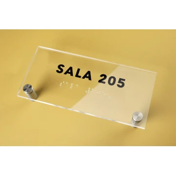 Sala - tabliczka z plexi i numeracją z pismem Braille'a - wym. 160x75mm - TAB275