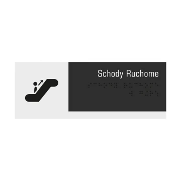Schody ruchome - tabliczka z pismem Braille'a - akryl szroniony i ADA wym. 200x75mm - NORD - TAB326