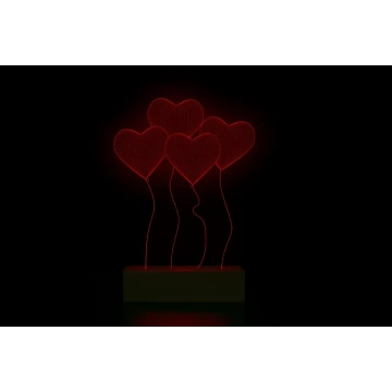 Serca - walentynkowa lampa 3D LED RGB sterowana z pilota - L3D011