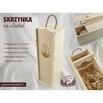 Skrzynka na alkohol z logiem, tekstem lub herbem