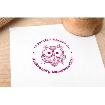 Stempel Ex Libris do odbijania w tuszu - Sowa - średnica gryfu 40mm - EX001