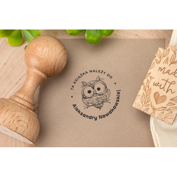 Stempel Ex Libris do odbijania w tuszu - Sowa - średnica gryfu 40mm - EX001