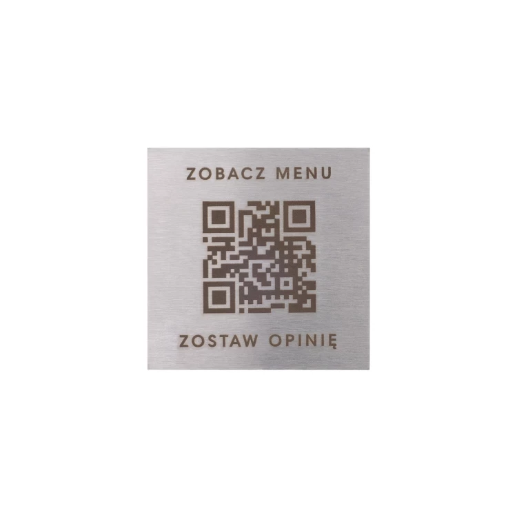 Stalowe menu z kodem QR - grawer laserowy - wym. 40mm - MEN032