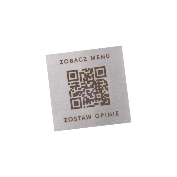 Stalowe menu z kodem QR - grawer laserowy - wym. 40mm - MEN032