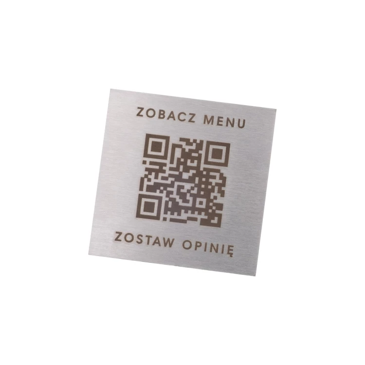 Stalowe menu z kodem QR - grawer laserowy - wym. 40mm - MEN032