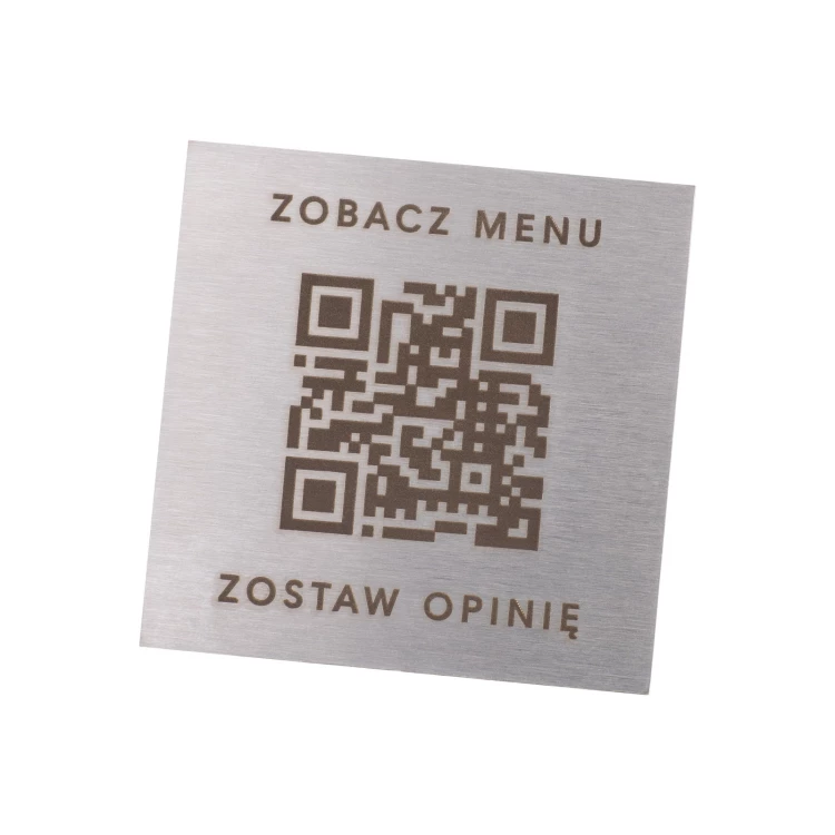 Stalowe menu z kodem QR - grawer laserowy - wym. 40mm - MEN032