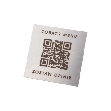 Stalowe menu z kodem QR - grawer laserowy - wym. 40mm - MEN032