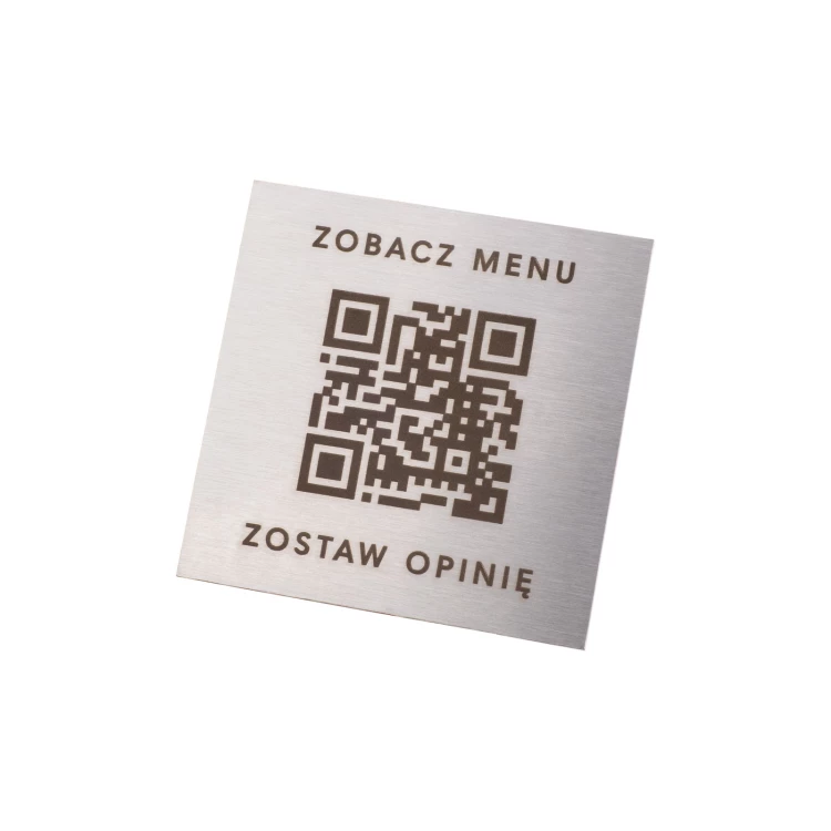 Stalowe menu z kodem QR - grawer laserowy - wym. 40mm - MEN032