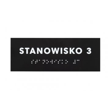 Stanowisko - tabliczka z pismem Braille'a - akryl czarny mat - wym. 160x60mm - DARK - TAB388