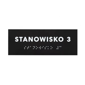 Stanowisko - tabliczka z pismem Braille'a - akryl czarny mat - wym. 160x60mm - DARK - TAB388
