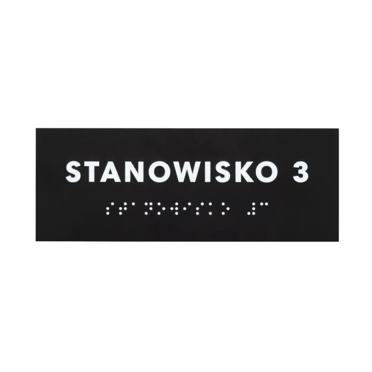 Stanowisko - tabliczka z pismem Braille'a - akryl czarny mat - wym. 160x60mm - DARK - TAB388