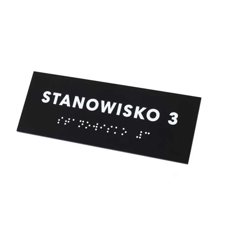 Stanowisko - tabliczka z pismem Braille'a - akryl czarny mat - wym. 160x60mm - DARK - TAB388