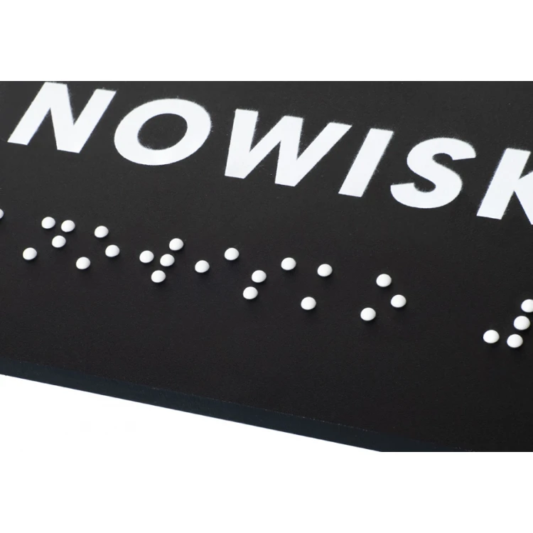 Stanowisko - tabliczka z pismem Braille'a - akryl czarny mat - wym. 160x60mm - DARK - TAB388