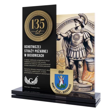 Nagroda dla OSP - Statuetka z akrylu i mosiądzu z nadrukiem UV  - wys. 274 mm - DTA152