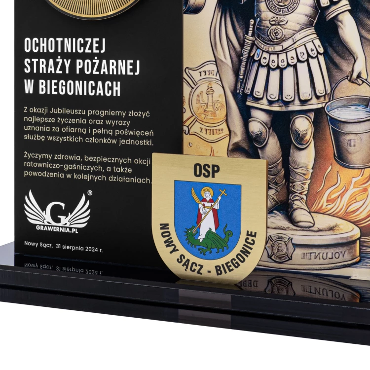 Nagroda dla OSP - Statuetka z akrylu i mosiądzu z nadrukiem UV  - wys. 274 mm - DTA152