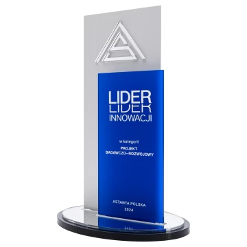 Statuetka LIDER - aluminium i akryl z nadrukiem UV - wypukłe logo - lider innowacji - wys. 24,8 cm - DTA161