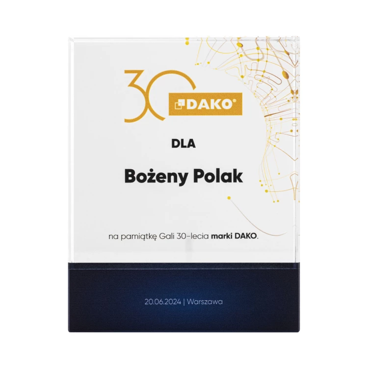 Statuetka szklana na jubileusz firmy - LUCY - wym. 140x110mm - TSZ121
