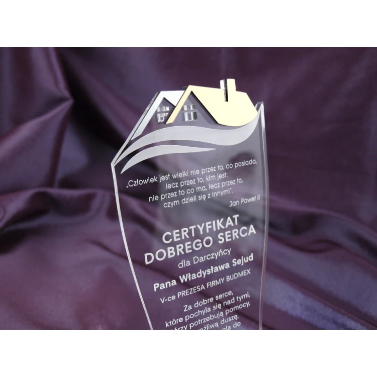 STATUETKA DOMY - certyfikat - model DTA12 - wysokość 20 cm