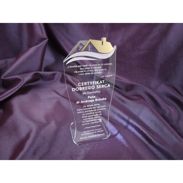 STATUETKA DOMY - certyfikat - model DTA12 - wysokość 20 cm