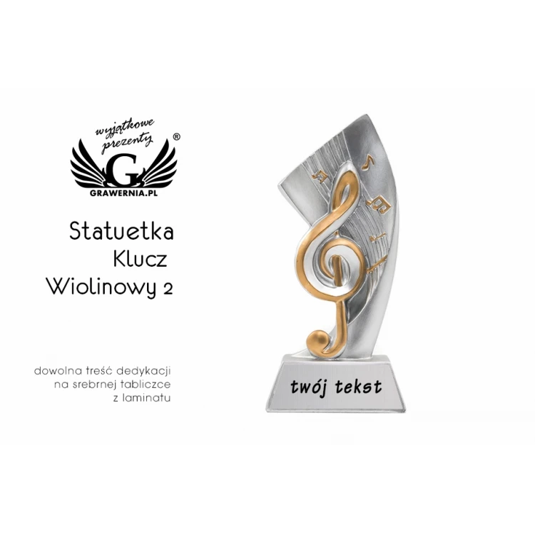 Statuetka Klucz Wiolinowy 2 - atrakcyjna figurka odlewana - wysokość 17,5 cm - FOL050