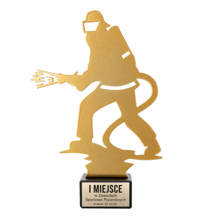 Statuetka metalowa dla strażaka - wys. 210mm - SML011