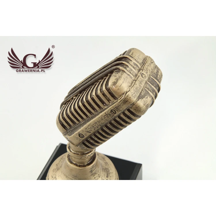 Statuetka Mikrofon Vintage - atrakcyjna figurka odlewana - wysokość 17 cm - FOL010