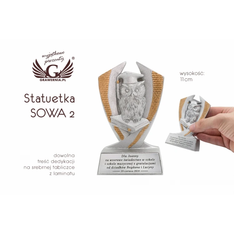 Statuetka Sowa 2 - atrakcyjna figurka odlewana - wysokość 11cm - FOL054