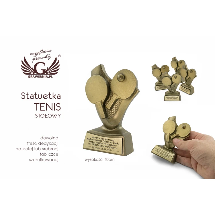 Statuetka tenis stołowy 2 - atrakcyjna figurka odlewana - wysokość: 10cm - FOL033