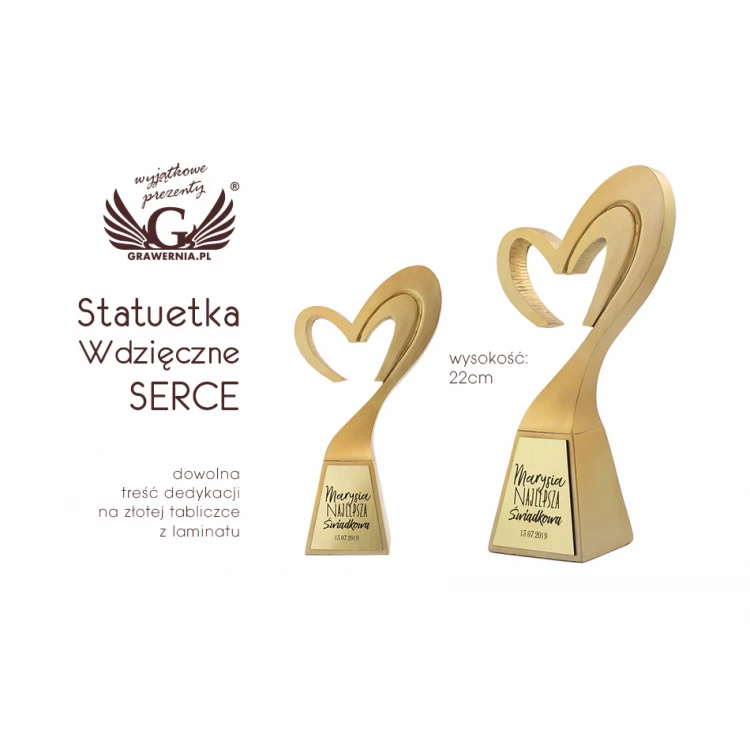 Statuetka Wdzięczne Serce - Najlepsza Świadkowa - wysokość 22cm - FOL036