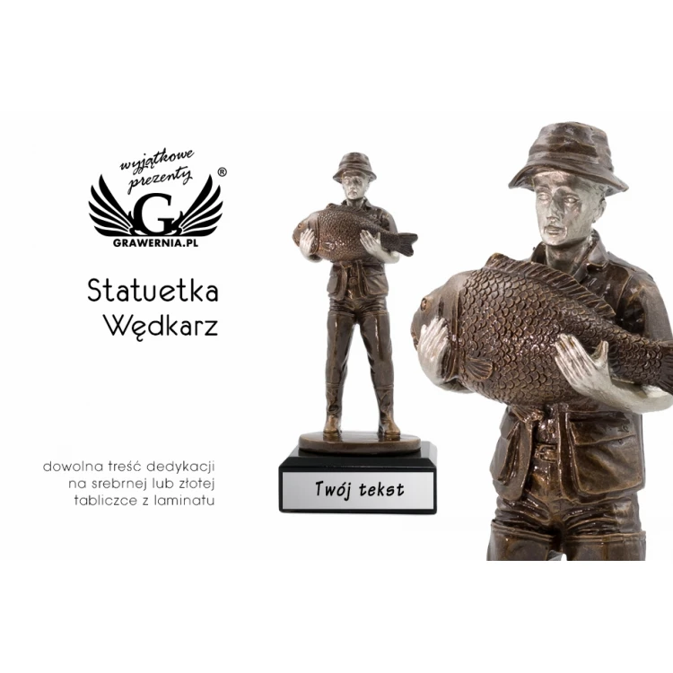 Statuetka Wędkarz - atrakcyjna figurka odlewana - wysokość 20cm - FOL043