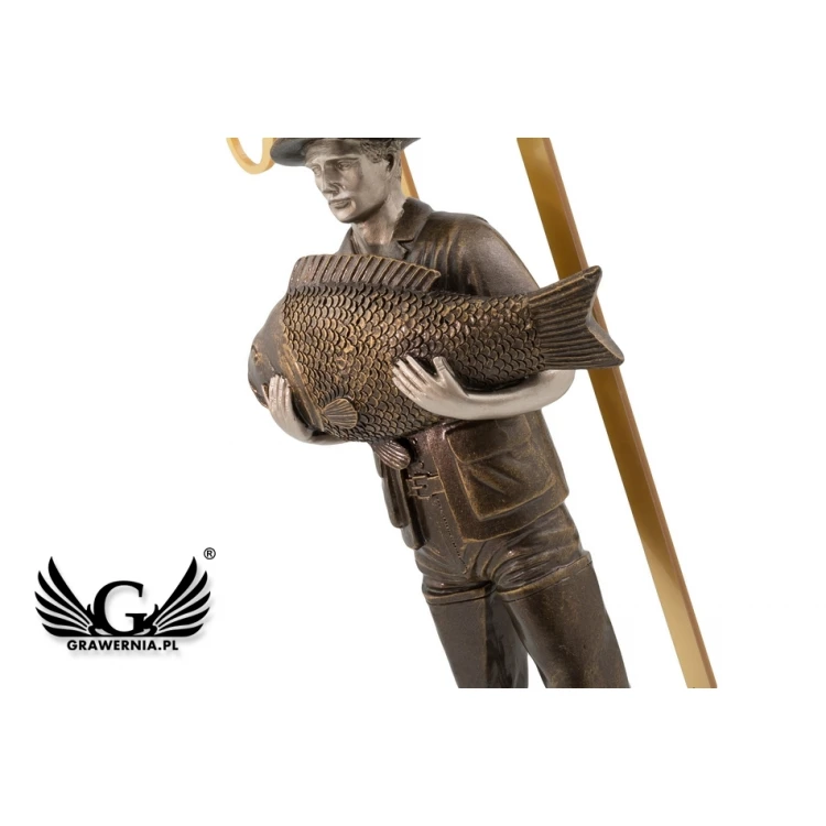 Statuetka Wędkarz - atrakcyjna figurka odlewana z akrylowym napisem  - wys. 42,8cm - FOL051