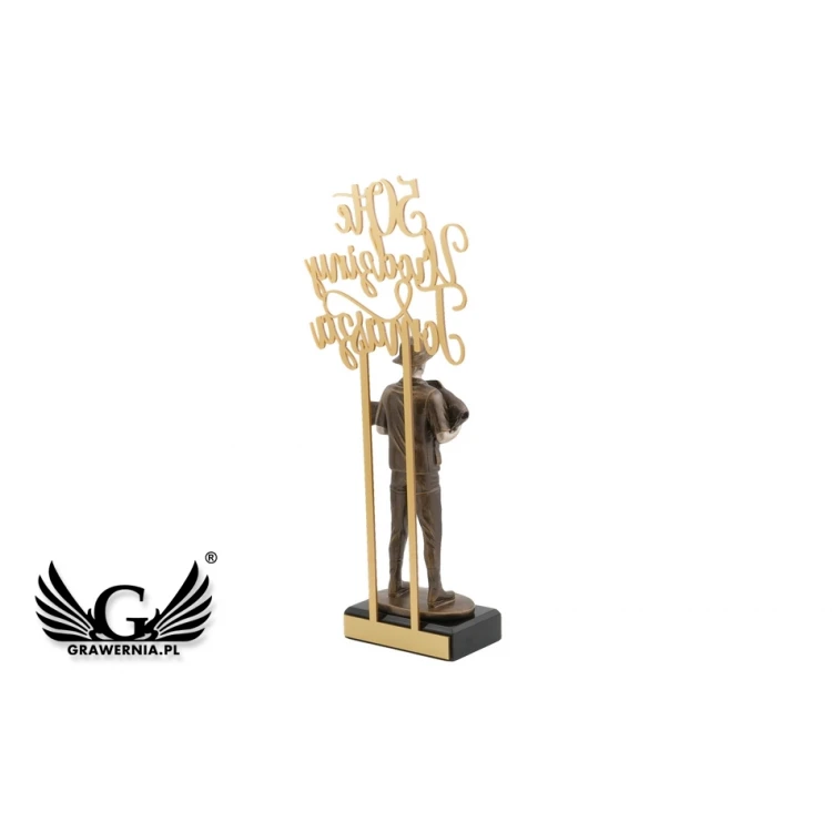 Statuetka Wędkarz - atrakcyjna figurka odlewana z akrylowym napisem  - wys. 42,8cm - FOL051
