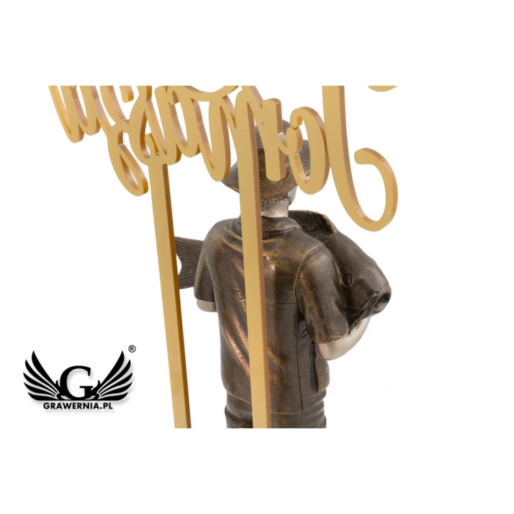 Statuetka Wędkarz - atrakcyjna figurka odlewana z akrylowym napisem  - wys. 42,8cm - FOL051