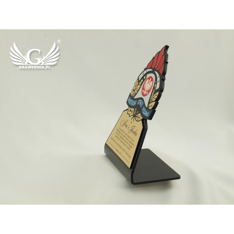 Statuetka z odznaką Państwowej Straży Pożarnej - model DTA24 - wysokość 16 cm