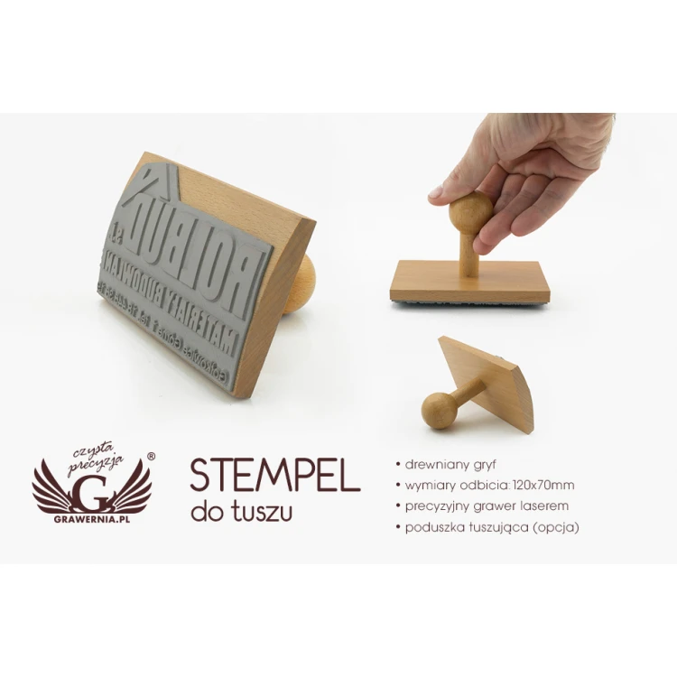 Stempel do odbijania w tuszu - wymiary odbicia 120x70mm