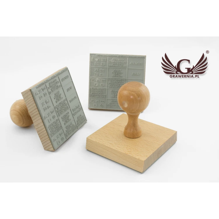 Stempel do odbijania w tuszu - wymiary odbicia: 80x80mm