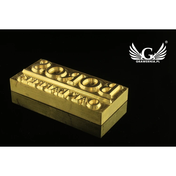 Stempel do wyciskania logotypu na gorąco i zimno - wymiary matrycy: 95x45mm - CNC