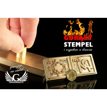Stempel do wyciskania logotypu na gorąco i zimno - wymiary matrycy: 72x31mm -  CNC 