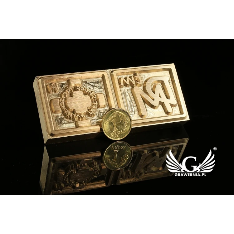 Stempel do wyciskania logotypu na gorąco i zimno - wymiary matrycy: 72x31mm -  CNC 