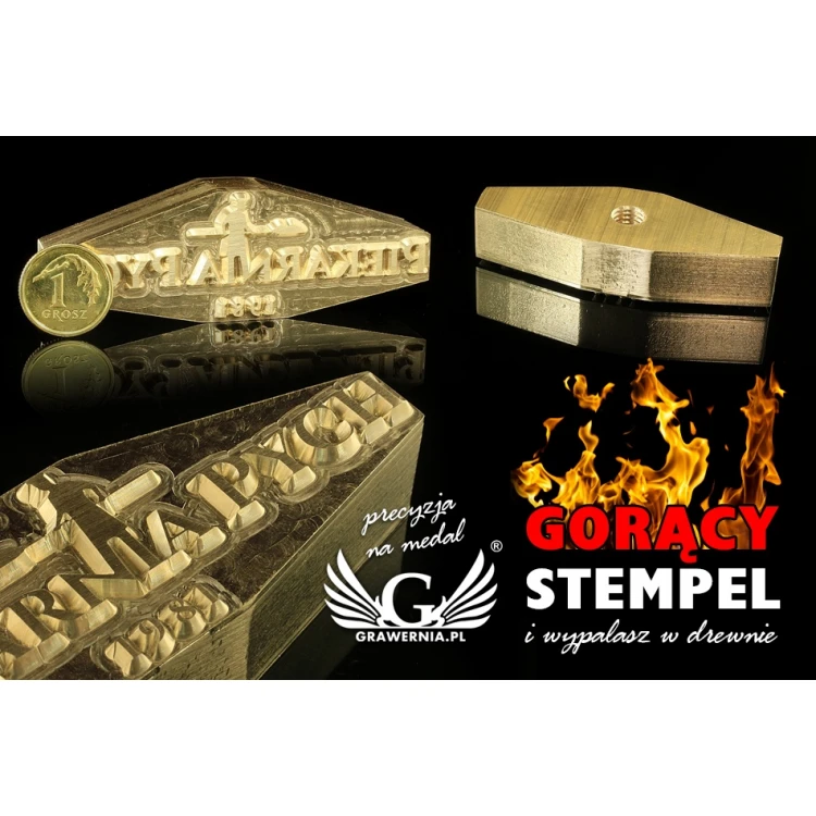 Stempel do wyciskania logotypu na gorąco i zimno - wymiary matrycy: 67x23mm -  CNC 