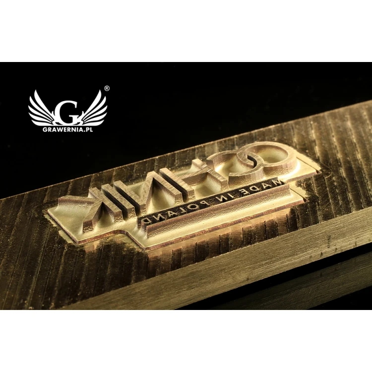 Stempel do wyciskania logotypu na gorąco i zimno - wymiary matrycy: 118x30mm -  CNC i laser 