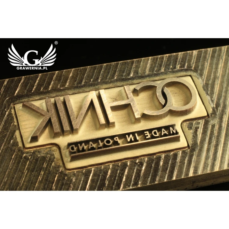Stempel do wyciskania logotypu na gorąco i zimno - wymiary matrycy: 118x30mm -  CNC i laser 