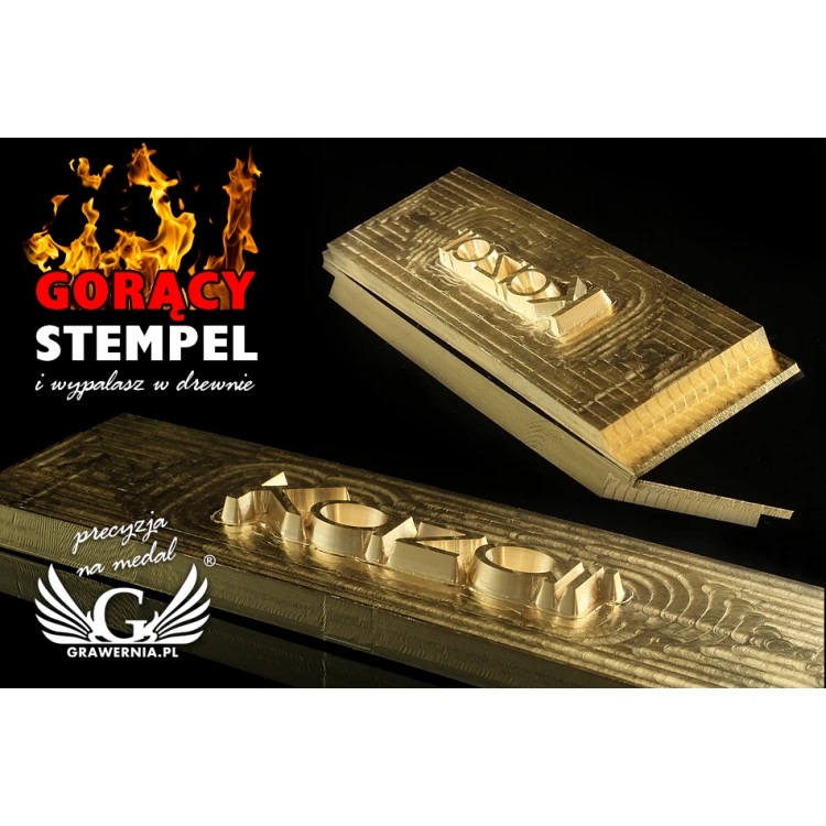 Stempel do wyciskania logotypu na gorąco i zimno - wymiary matrycy: 118x30mm -  CNC 