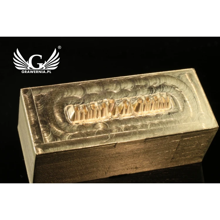 Stempel do wyciskania logotypu na gorąco i zimno - wymiary matrycy: 36x15mm -  CNC 