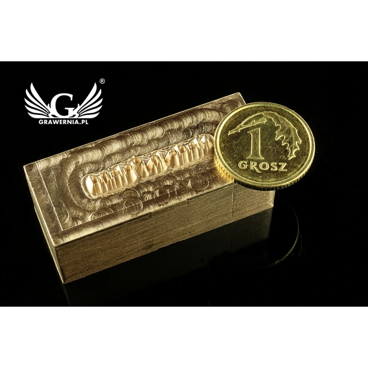 Stempel do wyciskania logotypu na gorąco i zimno - wymiary matrycy: 36x15mm -  CNC 